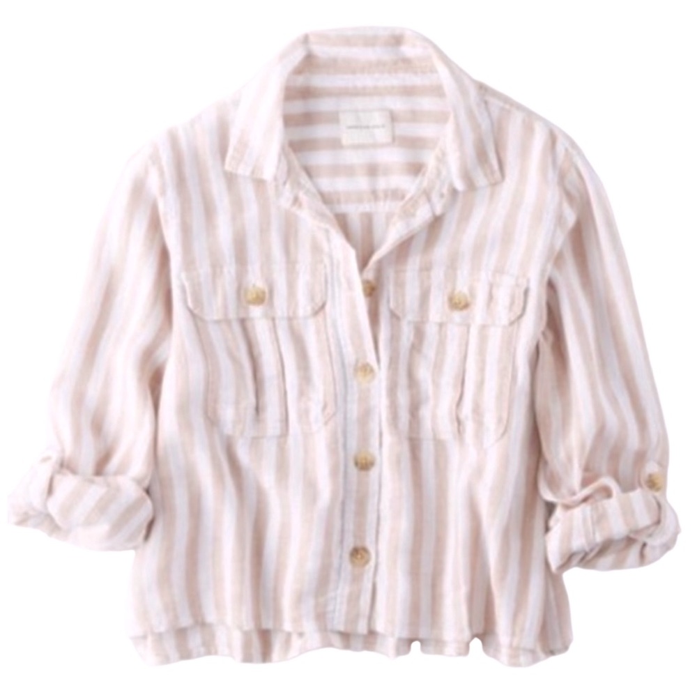 American Eagle Outfitters | Linen Striped Button Down